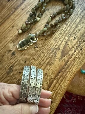 Silver Tone Star-Pattern Cuff Bracelet - Women's Jewelry